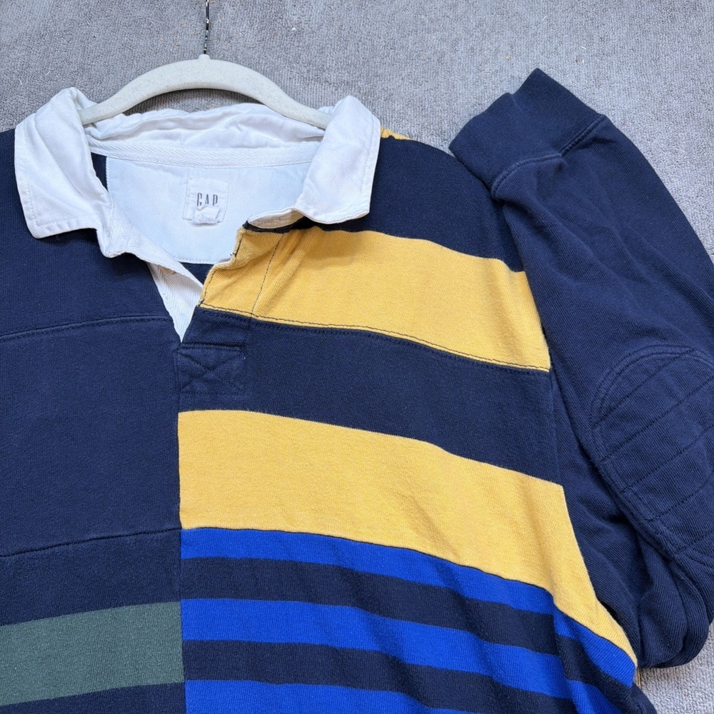 Gap Rugby Shirt XL Long Sleeve Colorblock Striped Patchwork Polo